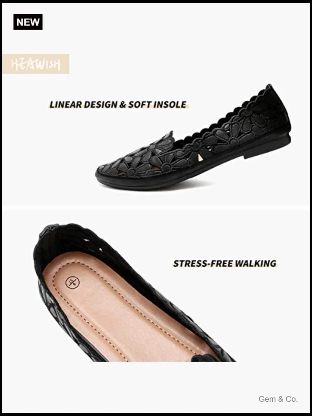 Women's Floral Ballet Flats Slip On PU Leather Round Toe Dress Shoes